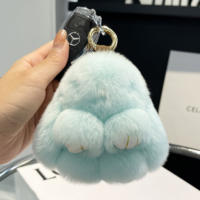 17,46 USD - Adorable lapin Rex en fourrure, porte-clés/pendentif/mini-sac en peluche, ornement lapin