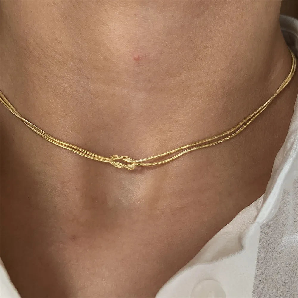 14.46 USD - Titanium Steel Knotted Necklace