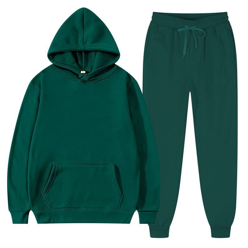 26,78 USD - Ensemble de survêtement homme  et femme mixte sweat à capuche et pantalon de jogging, deux pièces, style décontracté.