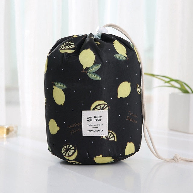 $13.97 - Women's Round Makeup Bag, Ideal for Travel, with Compartments for Toiletries.