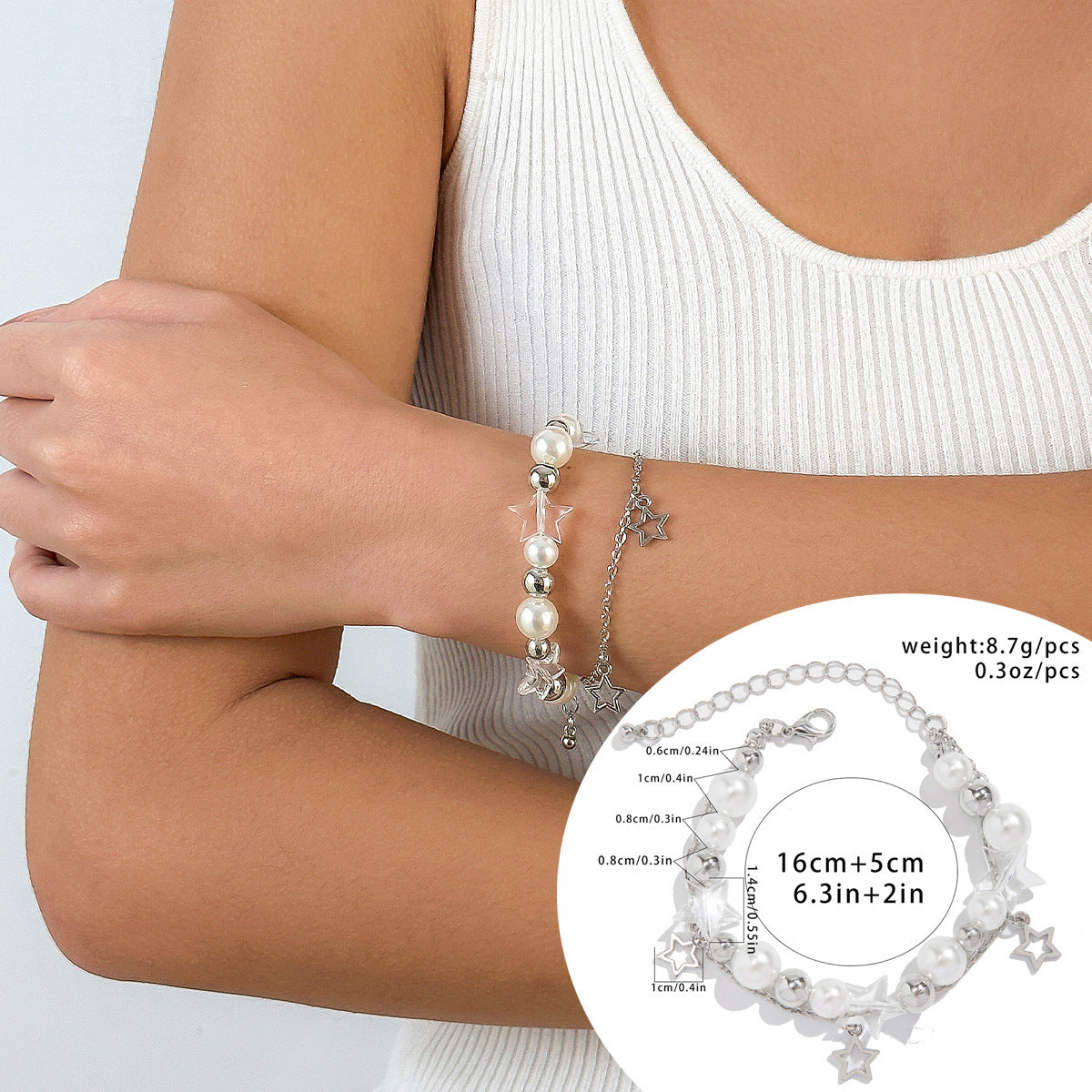 $8.14/9.30 USD - Simple and Versatile Magnetic Heart Tassel Star Pendant Bracelet