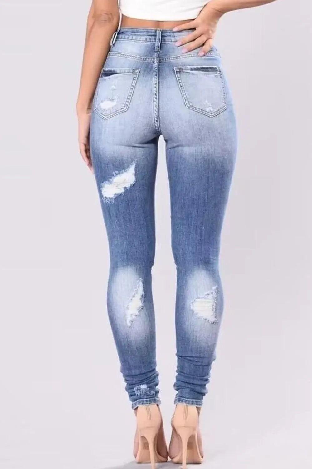 Jeans skinny délavés grande taille
