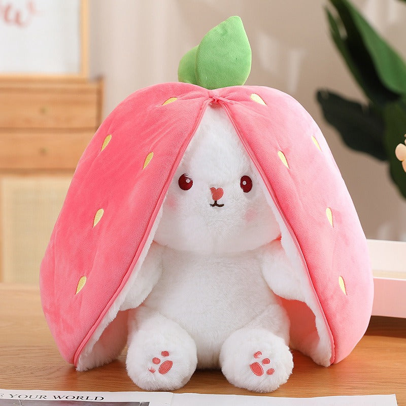 25,62/30,28/41,92 USD - Peluche Lapin Kawaii aux Fruits Transformés Carotte Fraise se Transforme en Lapin, Jouet en Peluche Cadeau d'Anniversaire ou de Noël pour Enfants, Muppet