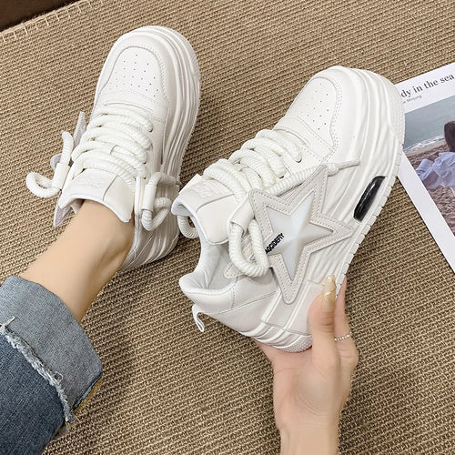 Baskets à plateforme pour femmes, chaussures de sport décontractées, design étoile personnalisé, vulcanisées, pour la course et la marche en extérieur, pointures 35 à 40.