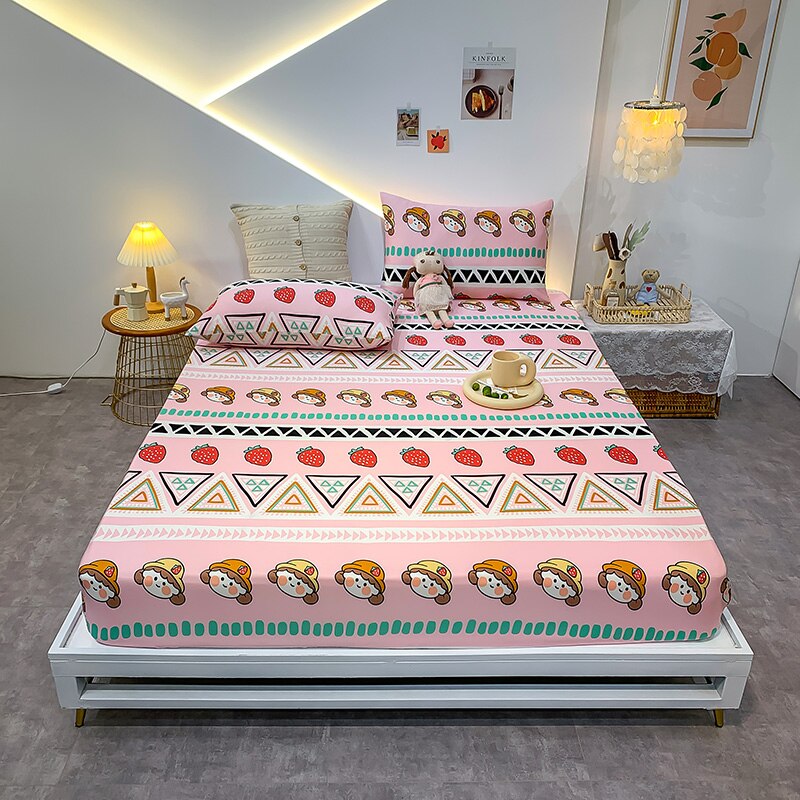 23,29/26,76/29,08 USD - Drap-housse en coton élastique à motifs géométriques, housse de matelas élastique, ensemble de literie Queen/King