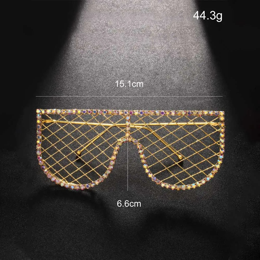 $12.34/14.88 USD Trendy Fringed Glasses, Rhinestone Embellished Rimless Frame, Fashion Accessory for Women.