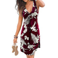 17,47 USD - Robe grande taille  robe sexy à col en V imprimée pour femme