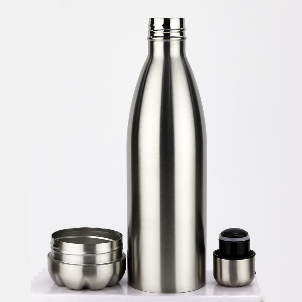 Bouteille type Coca de 750 ml avec fond amovible, gourde de sport pour l'extérieur, thermos multifonction en acier inoxydable.