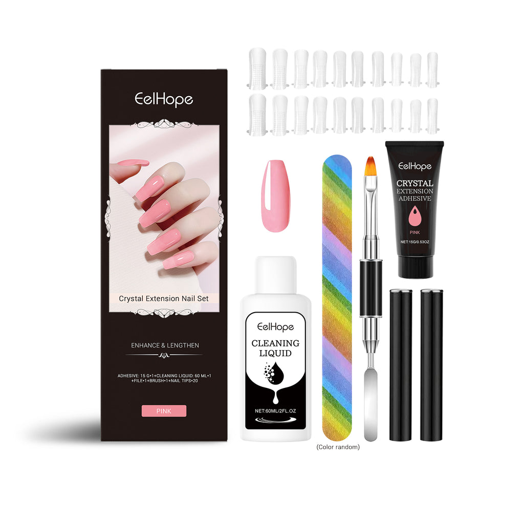 Crystal Nail Extension Kit, Nail Glue, Simple, Natural, 3D Sculpting, Tool Set
