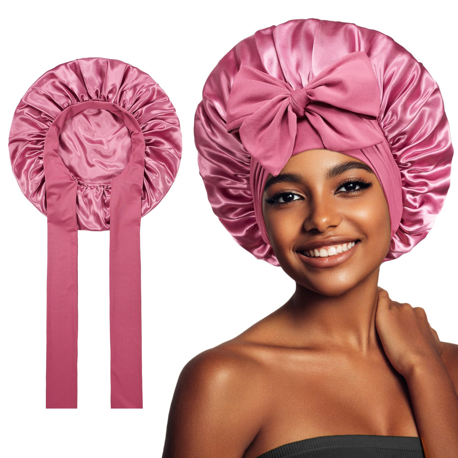 $17.44 - Round hat with elastic knot, plain sleep cap, wide-brimmed headscarf, hat