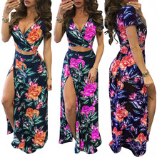25,54 USD - Ensemble deux pièces robe fleurie classique en promotion