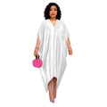 Robe grande taille pour femme, style africain, couleur unie et col en V (collection printemps)