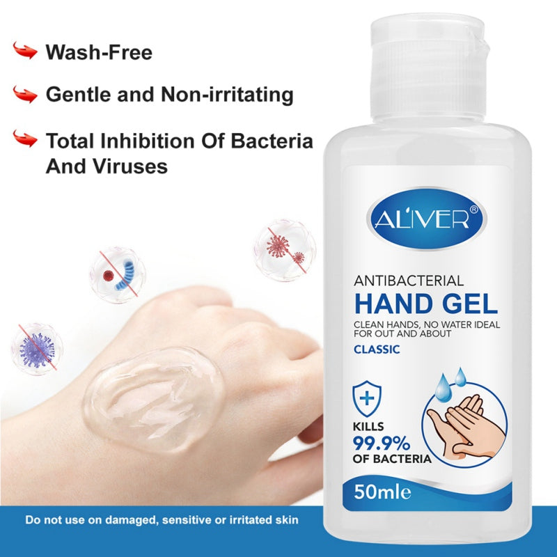 16.30 USD - Bacteriostatic disinfecting and sterilizing hydroalcoholic hand gel, portable no-rinse liquid soap 50 ml