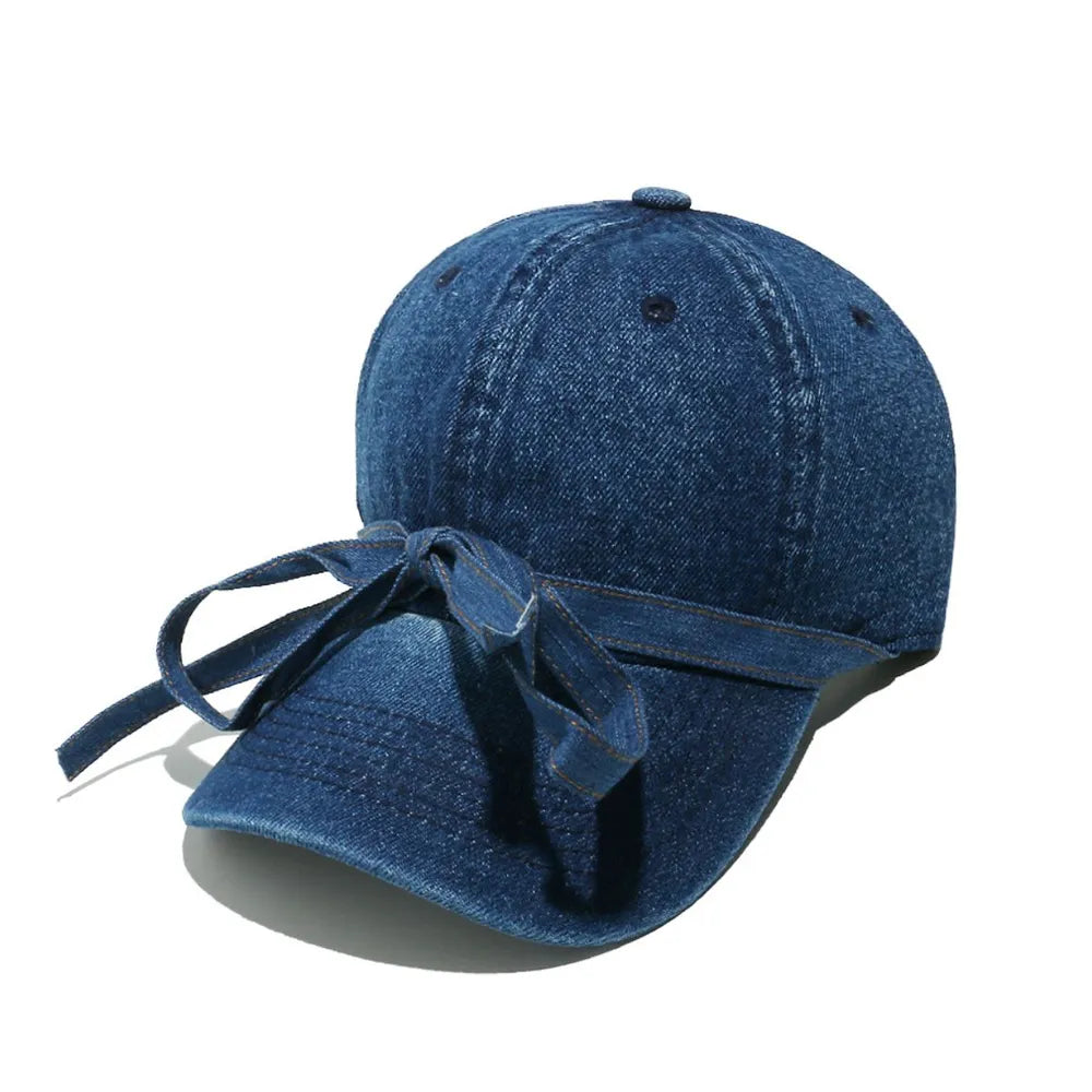 14,55 USD - Casquette de baseball en denim délavé avec nœud