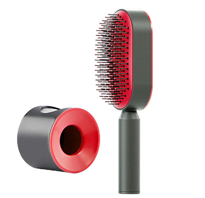 Peigne à coussin d'air amélioré avec système de pression pour un nettoyage facile, idéal pour les cheveux longs des femmes. Peigne de massage avec coussin d'air.