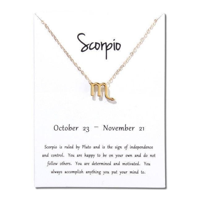Collier pendentif zodiaque 12 constellations avec carte blanche