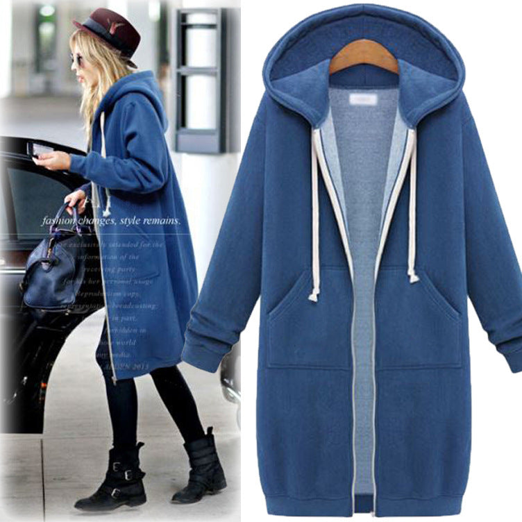 Women's Plus Size Fleece Lined Zip-Up Tunic Hoodie