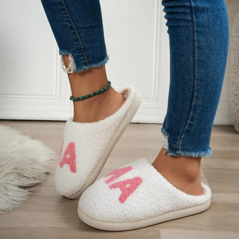 25.61 USD - Women's Casual Fluffy Slippers, Stylish and Trendy Winter Shoes with Soft and Downy Fur, Home Plush Mama Style.
