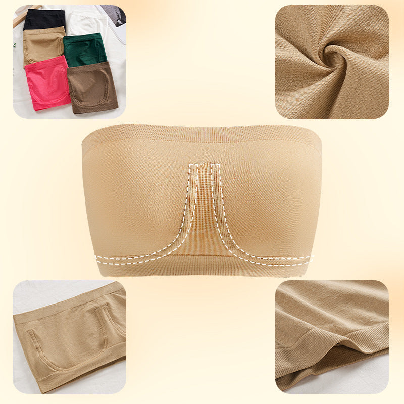 Sujetador bandeau sin tirantes, estilo bandeau, talla grande, imitación acero, ropa interior deportiva