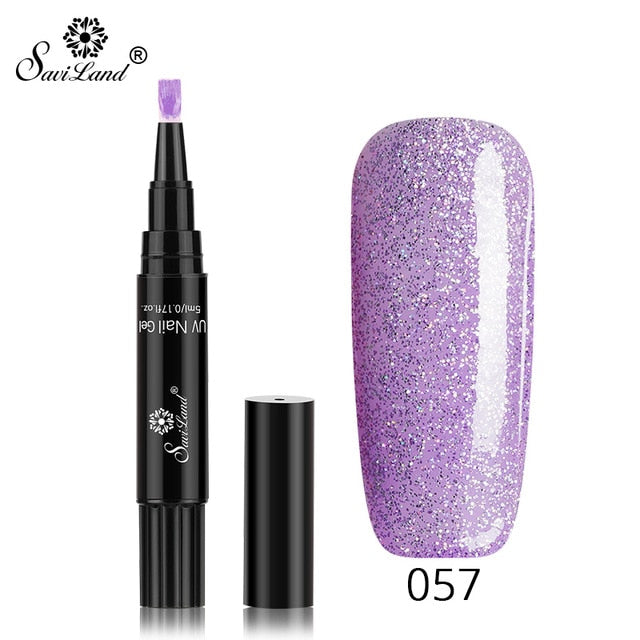 15.12 USD - Saviland 3-in-1 New Gel Nail Polish Pen: Glitter, Easy Application, 60 Colors, UV Hybrid Gel Polish, Easy to Use.