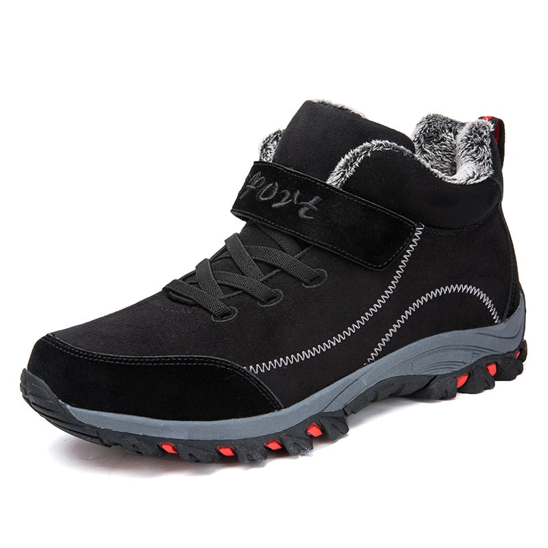 41.91 USD Bottes d'hiver imperméables pour hommes avec fourrure, bottes chaudes pour femmes, chaussures de travail décontractées pour hommes, baskets montantes en caoutchouc, bottines grandes tailles