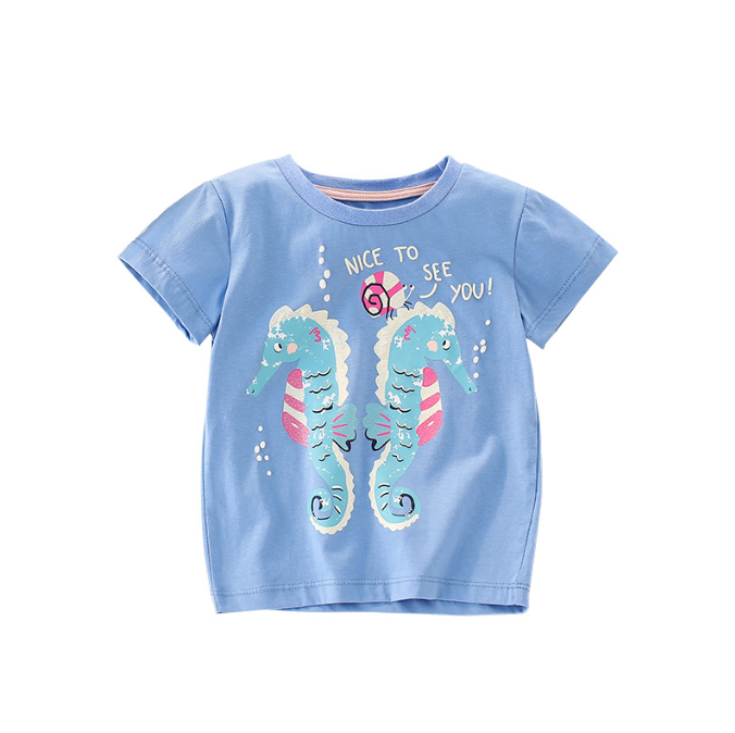 15.12 USD T-shirt d'été pour filles, haut tricoté pour enfants, vêtements pour enfants, col rond, manches courtes