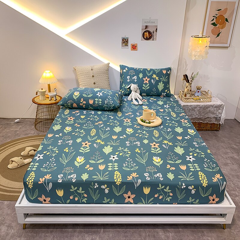 23.29/26.76/29.08 USD - Geometric Pattern Elastic Cotton Fitted Sheet, Elastic Mattress Cover, Queen/King Bedding Set