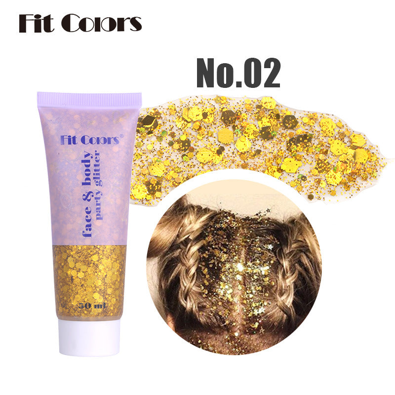13,97 USD - Fit Colors Gel à paillettes écailles de sirène Visage Corps Lèvres Ombre à paupières à paillettes Maquillage de scène polarisé lumineux