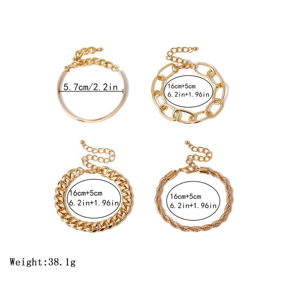 $14.16 - Women's Alloy Bracelet, Cuban Hip-Hop Style, Matching Metal Punk Jewelry, Twisted Chain