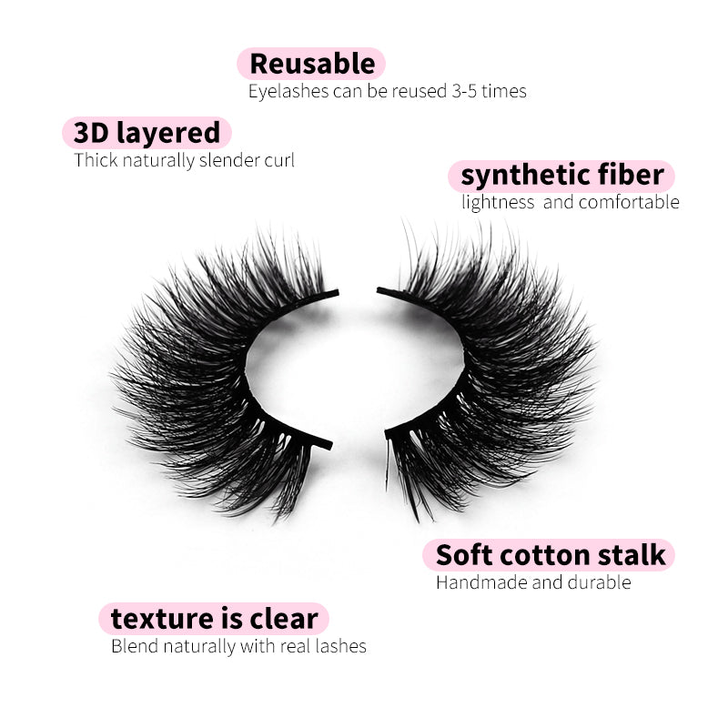 $23.29 - 10 Pairs of Thick Mink Effect Messy False Eyelashes, European and American Style.