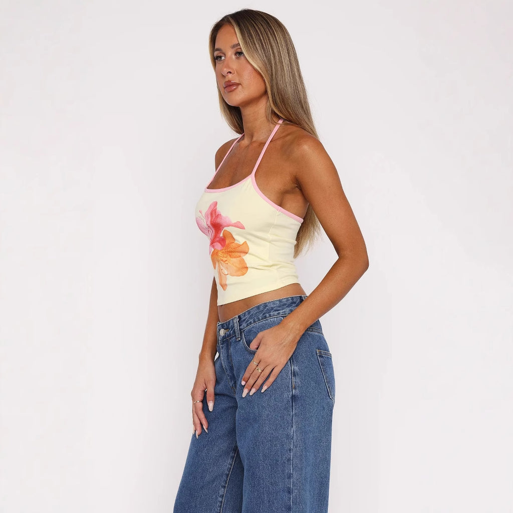 Top Pure Desire para mujer, con tirantes, estampado, ajustado