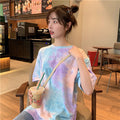 Camiseta holgada vintage de manga corta para mujer, estilo urbano