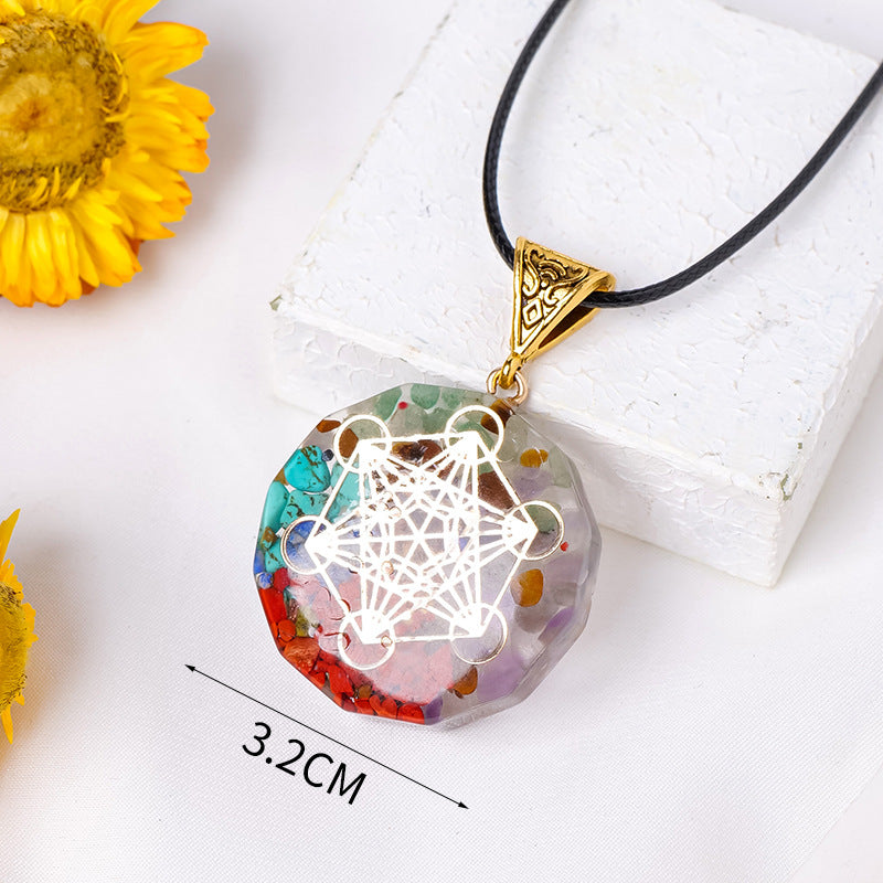 16.28 USD - Rainbow Stone Orgone Pendant, Resin Crystal, Semi-Precious Stone, Jewelry Necklace
