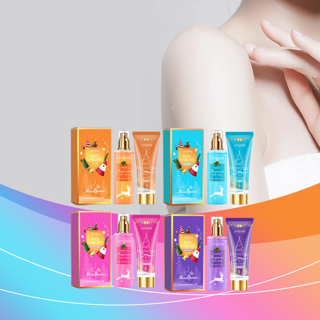 $25.52 USD - Perfumed body care set, spray deodorant, and body lotion for a festive scent that lasts.