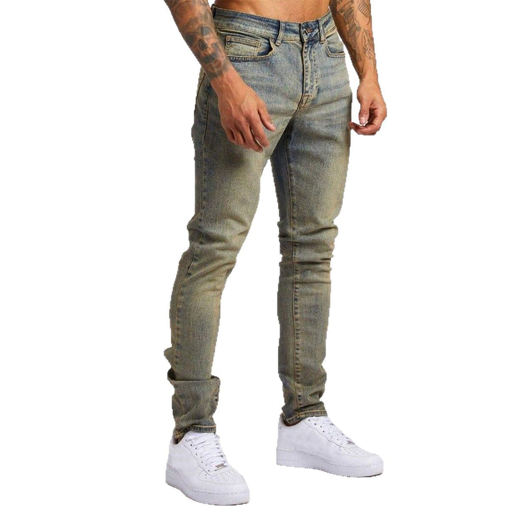 25.61 USD Jean  taille haute pour homme - Pantalon en denim noir coupe