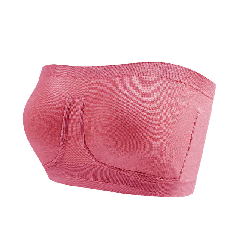 Sujetador bandeau sin tirantes, estilo bandeau, talla grande, imitación acero, ropa interior deportiva