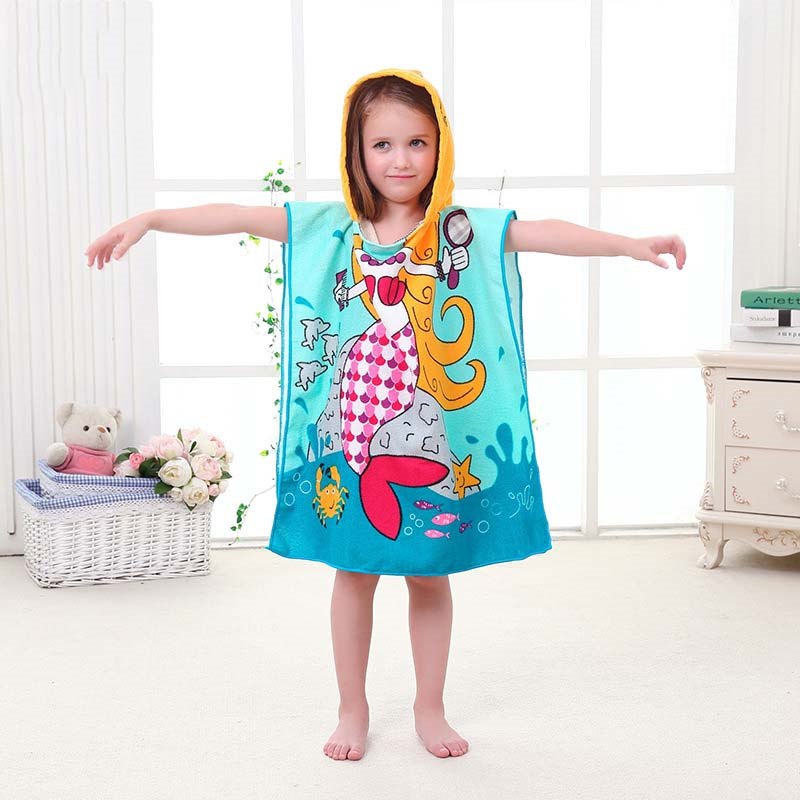 17.46 USD Cape de plage à capuche pour enfants, motif animaux, en microfibre, 60 x 120 cm, idéale pour la natation et le bain. Convient aux bébés et aux filles.