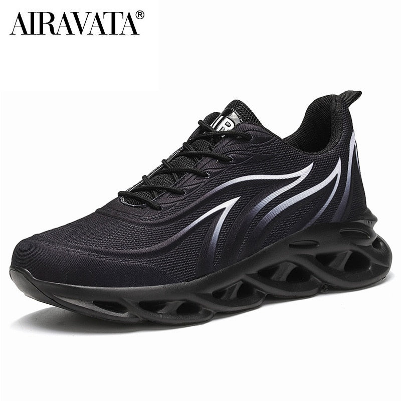 Men's flame-print sneakers – Breathable mesh sports shoes, comfortable for running and outdoor activities
