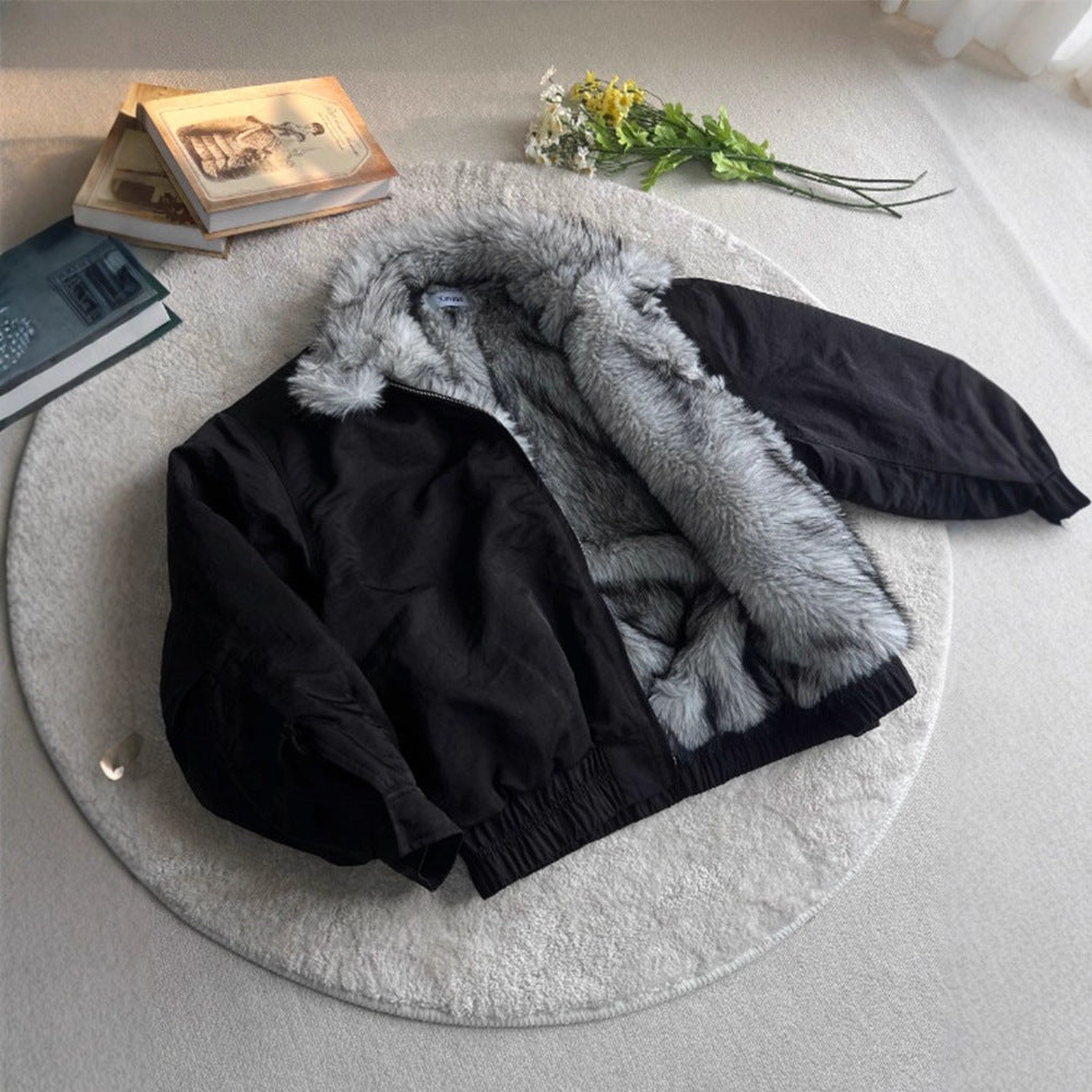 Manteau court d'hiver épais à col en fourrure Wolf King Mountain Hawk pour homme, veste haut de gamme trois-pièces