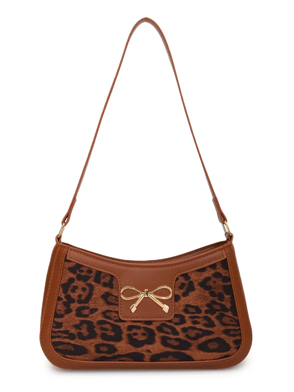 Leopard PU Leather Bow Handbag