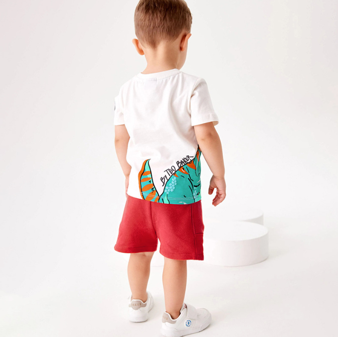 23.28 USD Ensemble d'été pour enfants, style européen et américain, vêtements mignons à manches courtes tricotés pour garçons