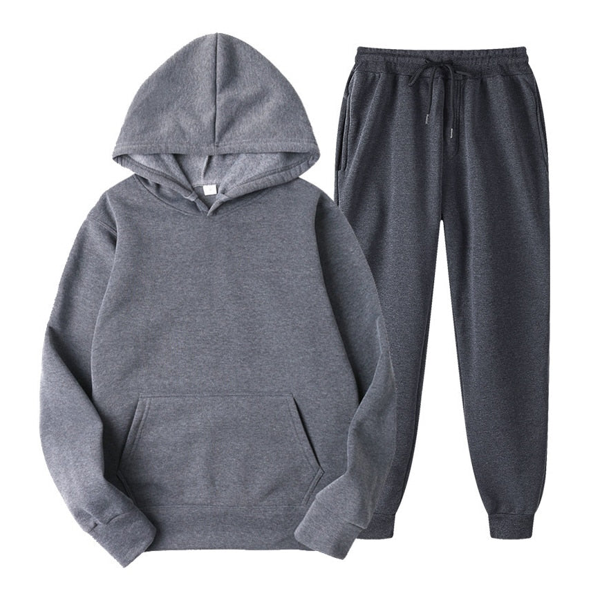26,78 USD - Ensemble de survêtement homme  et femme mixte sweat à capuche et pantalon de jogging, deux pièces, style décontracté.