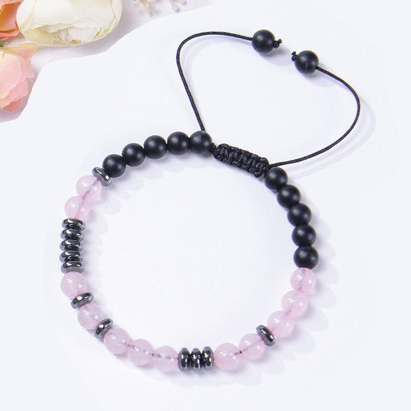 $13.32 USD - 6mm frosted stone and powder crystal password bracelet