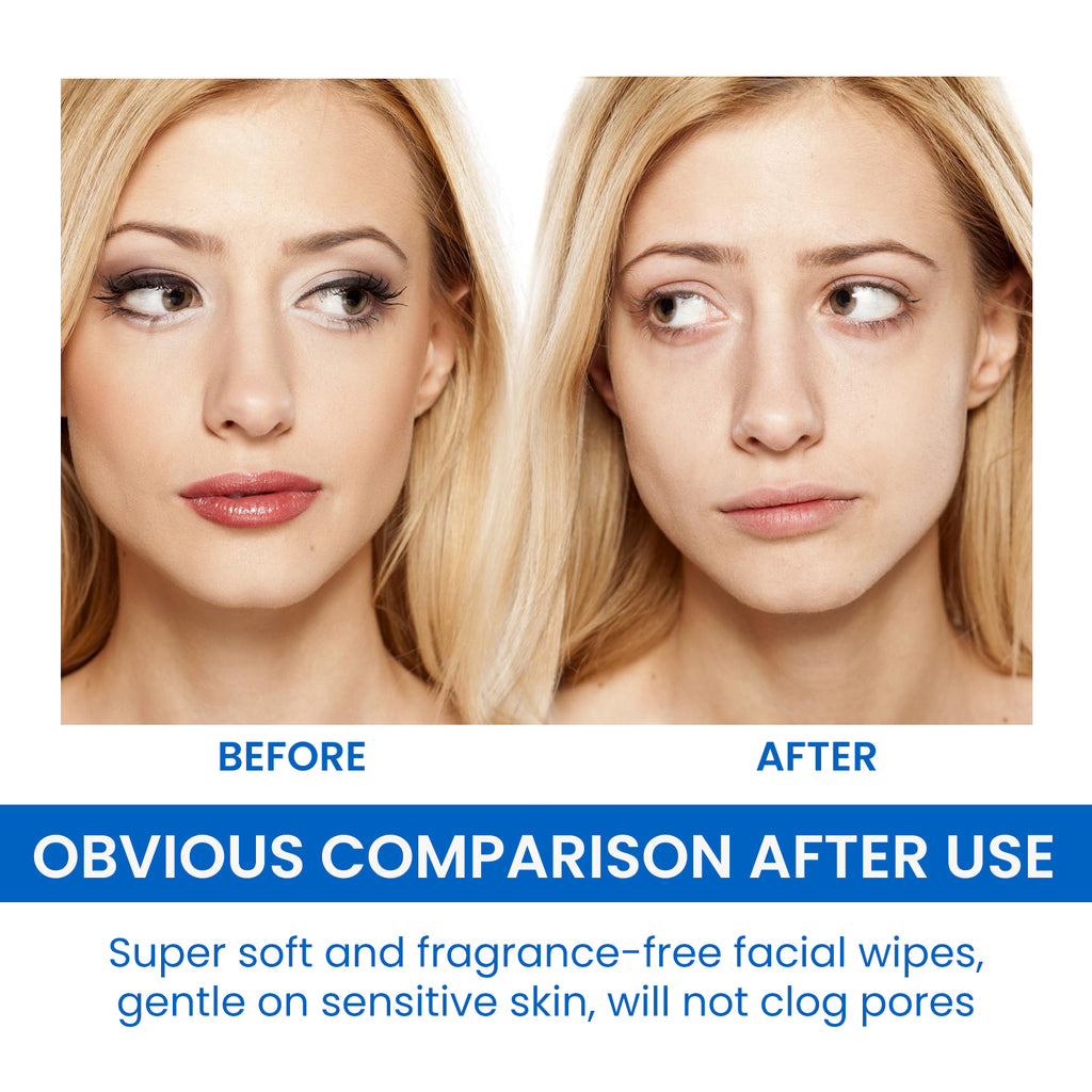 Toallitas desmaquillantes suaves EELHOE Limpian en profundidad rostro, ojos y labios Toallitas desmaquillantes suaves, refrescantes y no irritantes