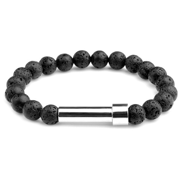 $13.53/18.44 - Natural stone lucky charm bracelet, tiger's eye, lapis lazuli, stainless steel chain with round clasp and wish paper.