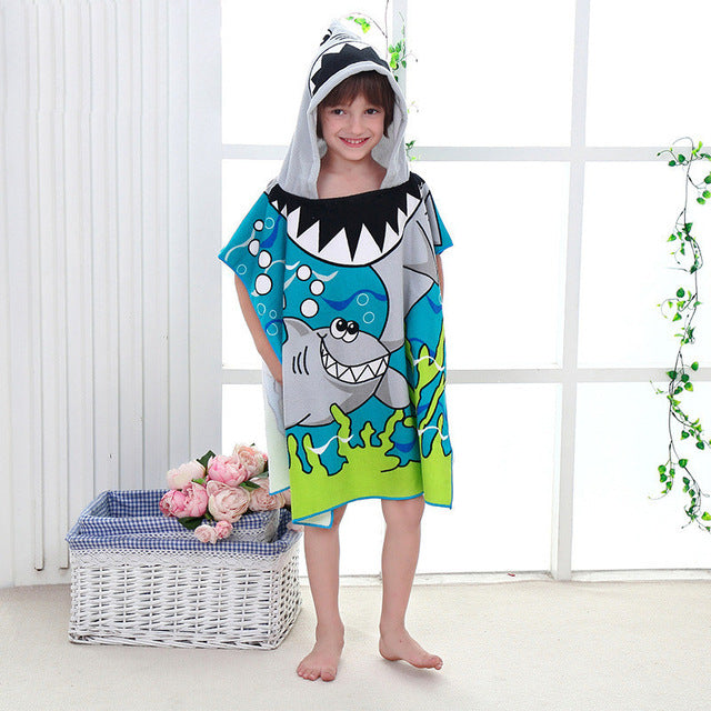 17.46 USD Cape de plage à capuche pour enfants, motif animaux, en microfibre, 60 x 120 cm, idéale pour la natation et le bain. Convient aux bébés et aux filles.