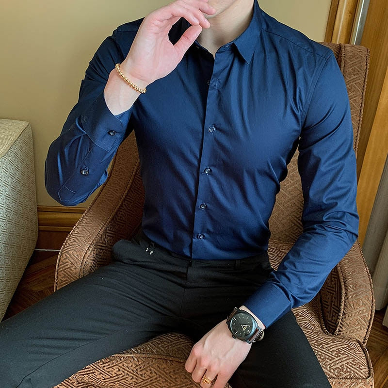 36.81 USD Chemise à manches longues en coton, coupe ajustée, style décontracté chic, blanche et noire, tailles 5XL à 8XL.