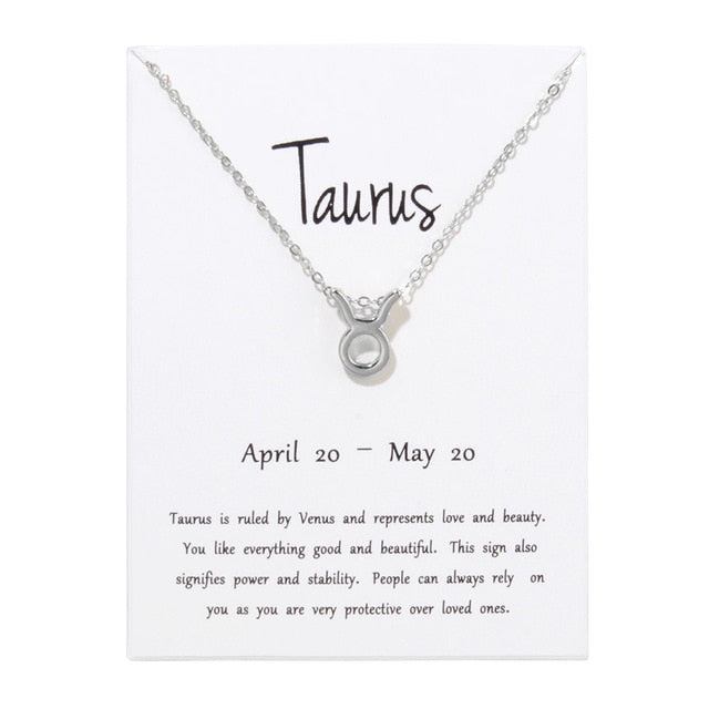 Collier pendentif zodiaque 12 constellations avec carte blanche