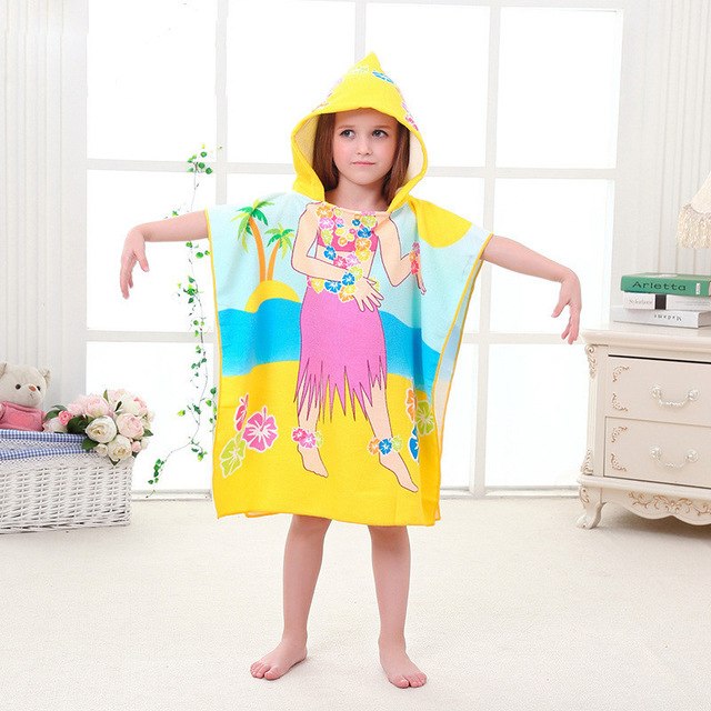 17.46 USD Cape de plage à capuche pour enfants, motif animaux, en microfibre, 60 x 120 cm, idéale pour la natation et le bain. Convient aux bébés et aux filles.