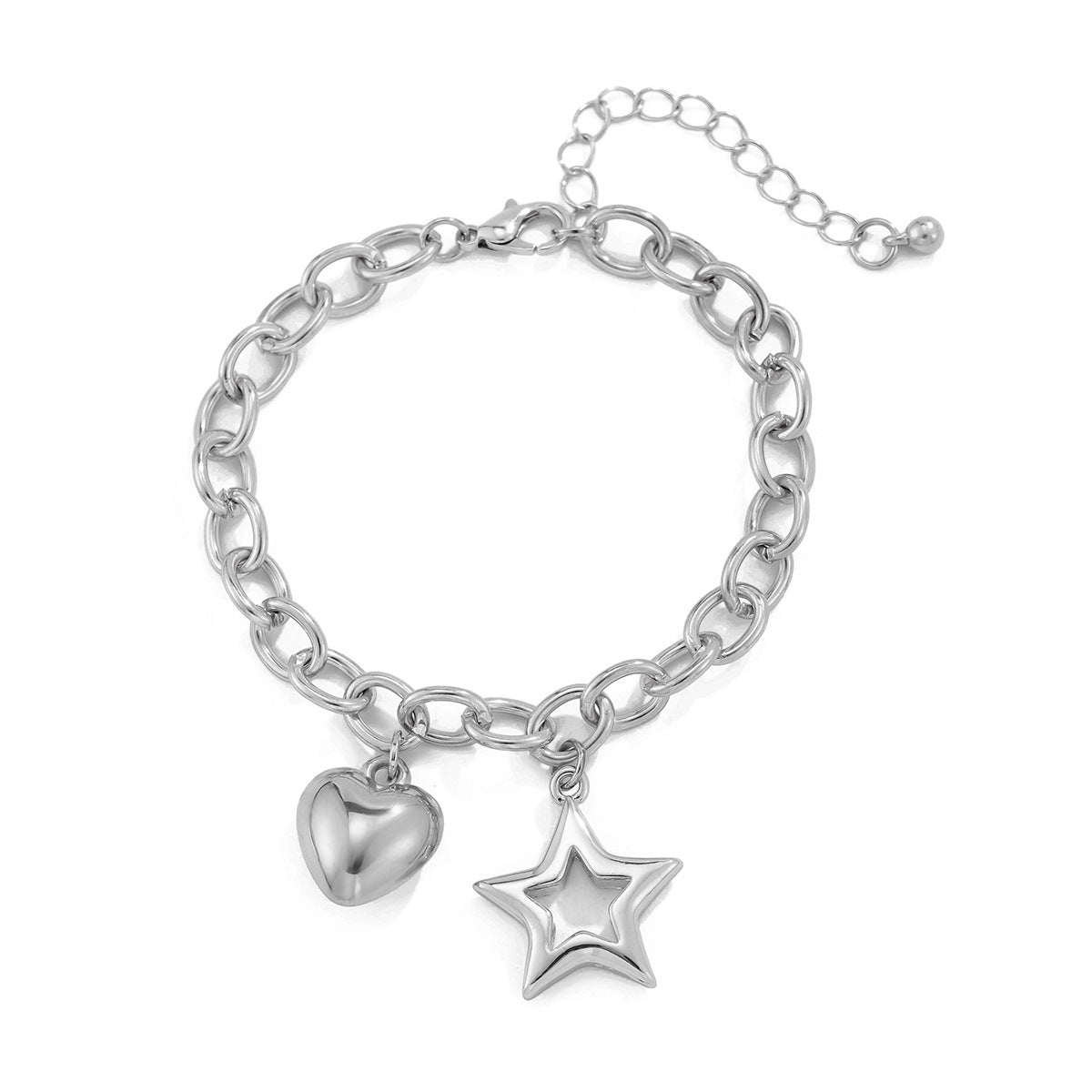$7.75 - New Women's Summer Bracelet, Minimalist Hollow Pentagram, Peach, and Heart Alloy Bracelet